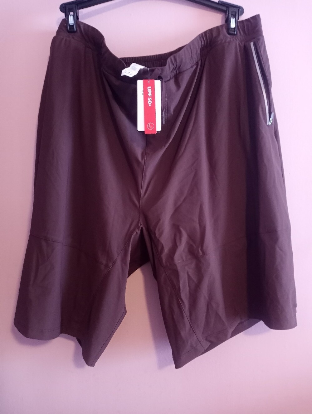 Baleaf Men's Brown Athletic Shorts with Zipper Pocket